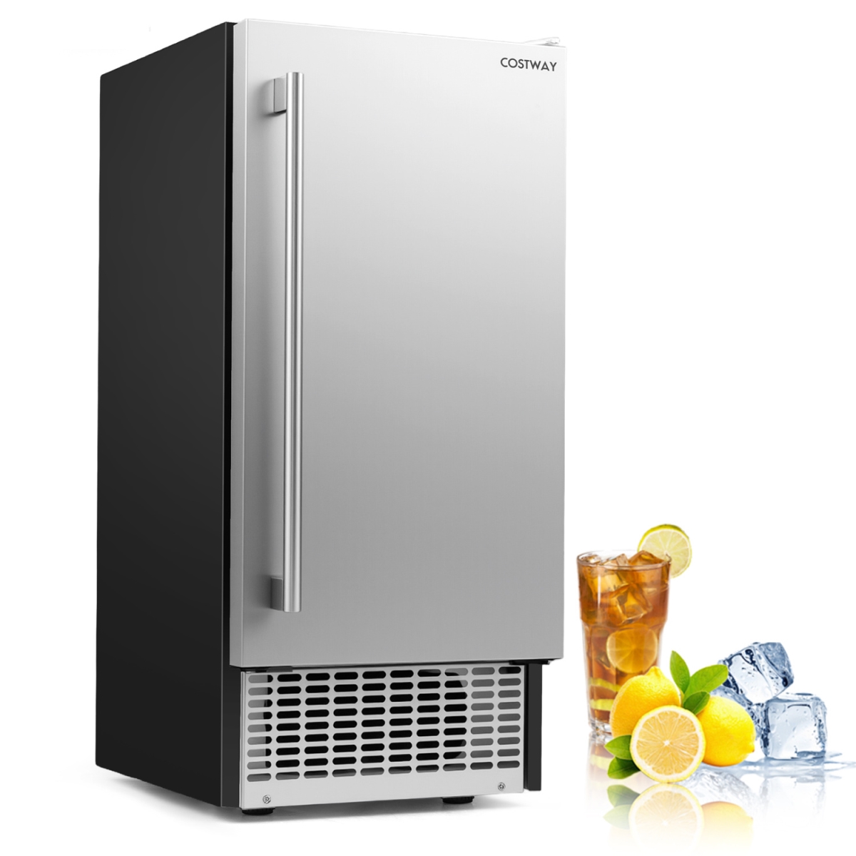 EP25964US Commercial Under Counter 90 lbs-Day Built-in Freestanding Ice Making Machine - Silver & Black