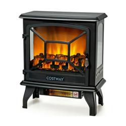 FP10058US-BK 20 in. 1400W Freestanding Electric Fireplace with Realistic Flame, Black