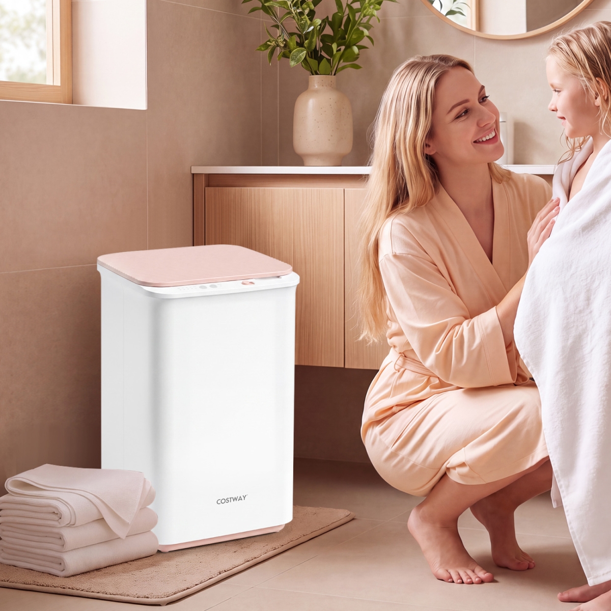 ES10726US-WH Heated Oversized Towel Warmer with 4 Heat Timer & Auto Shut Off - White