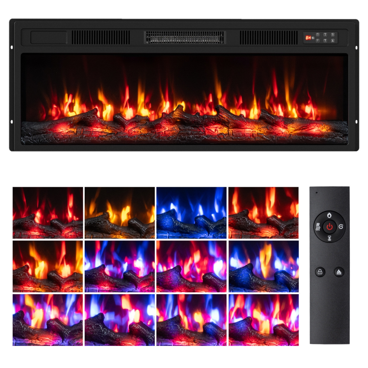 FP11281US-36 1500W Electric Fireplace Insert with Low Noise & Remote Control - 36 in.