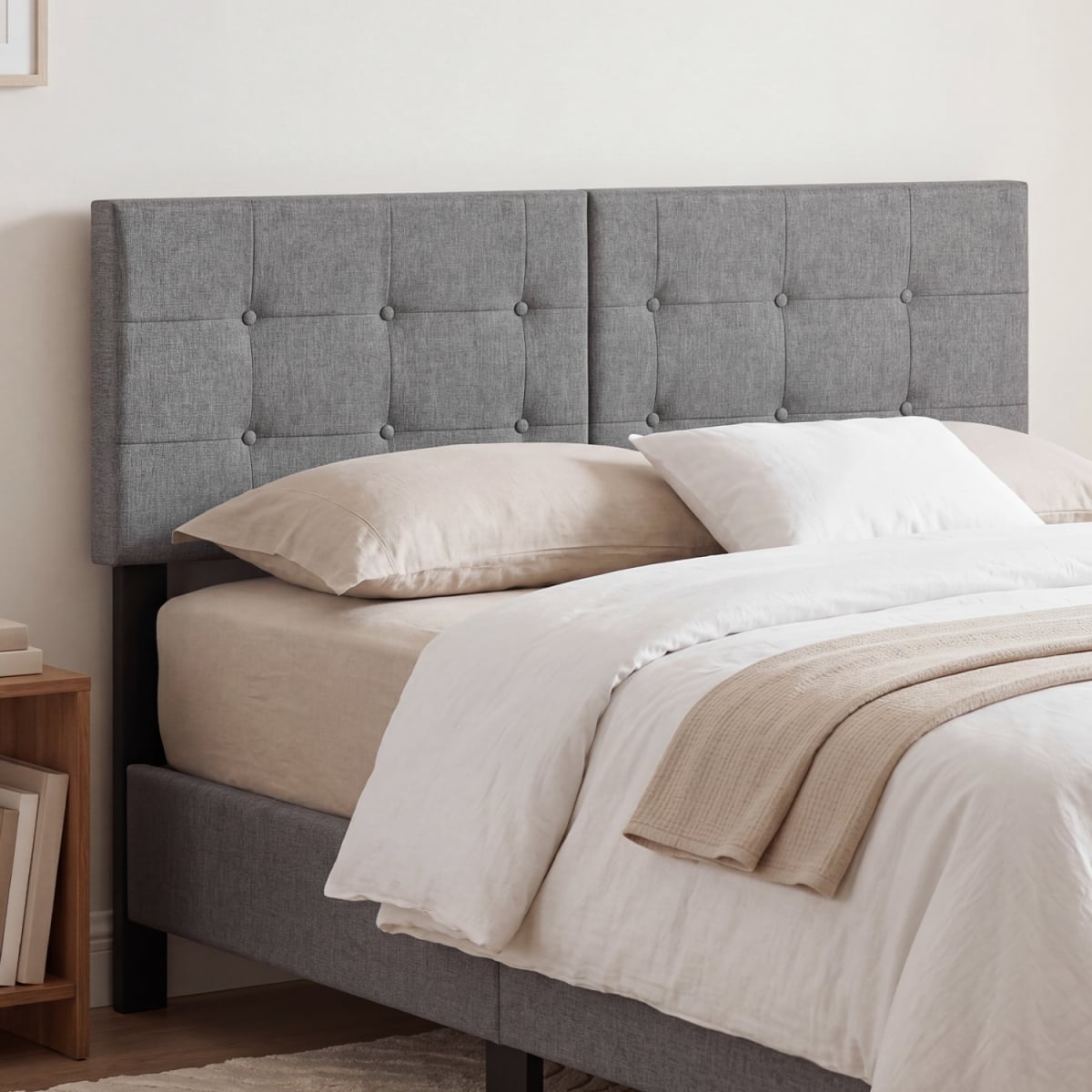 HU11461SH Upholstered Headboard with Adjustable Width for Full & Queen Size Beds - Dark Gray