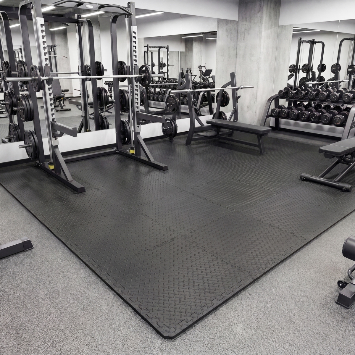 HW66511BK-24 24 Tiles 0.5 in. Puzzle Exercise Floor Mats - Black