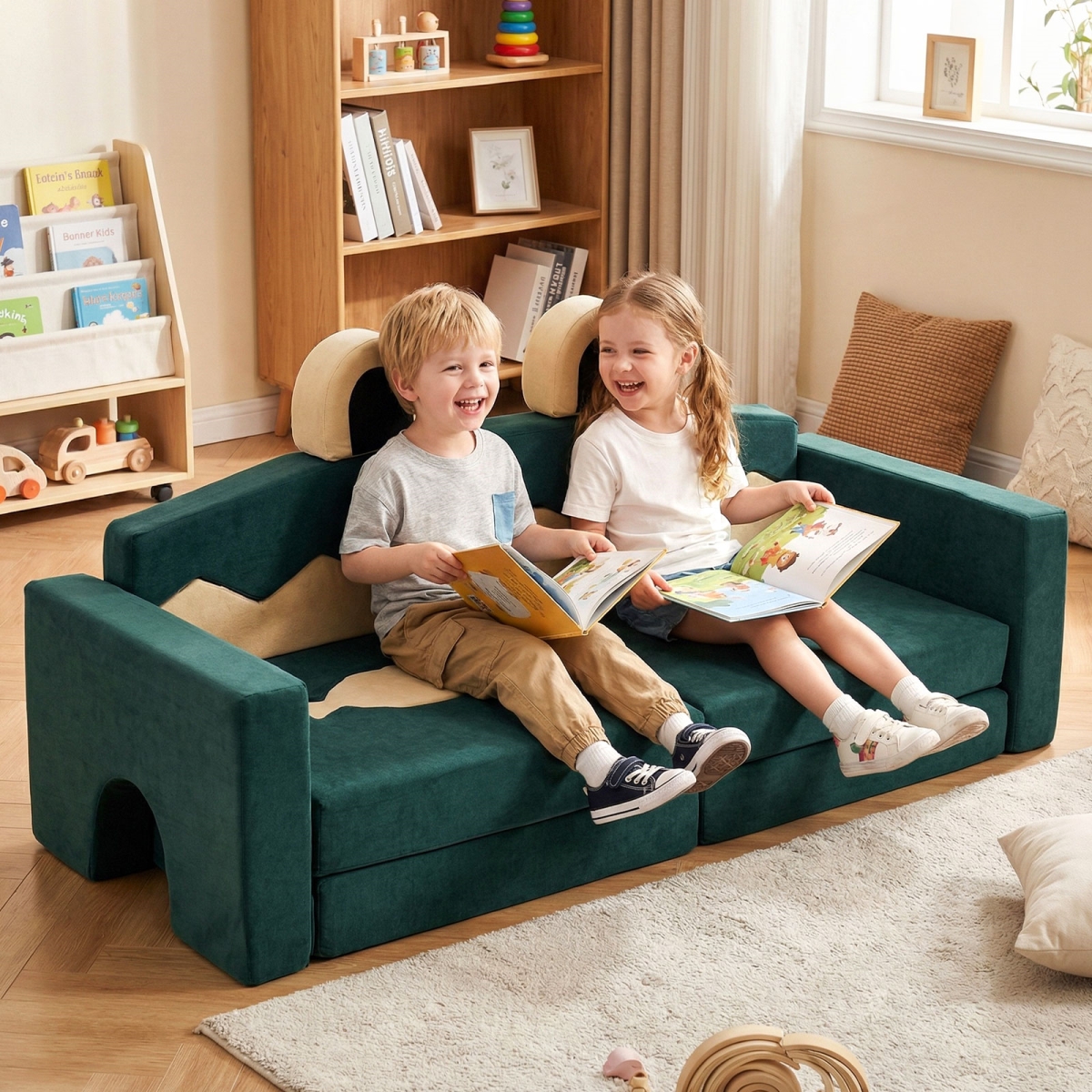 HY10508 Modular Kids Play Couch for Inspiring Creativity - Crocodile - 17 Piece
