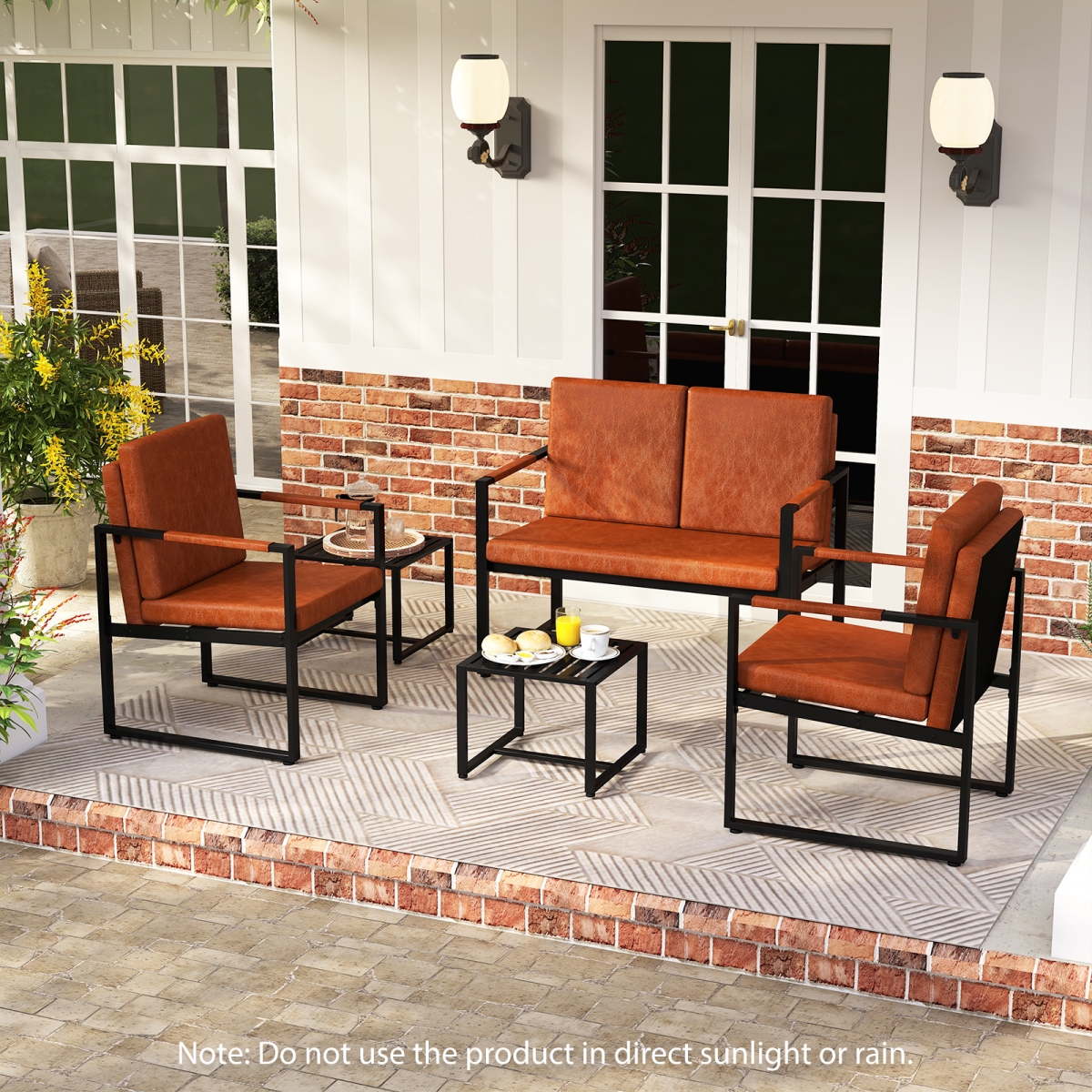 HV10783BN Modern Loveseat Sofa 2 Seater Small Couch - Brown