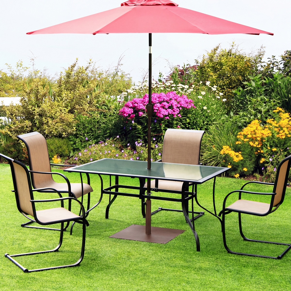 NP10530BN 25 in. Square Patio Umbrella Base 42 lbs Weighted - Brown