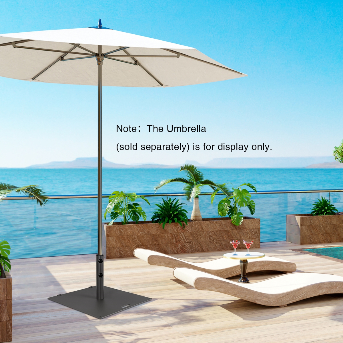 NP10531DK 24 in. Square Patio Umbrella Base 50 lbs Weighted - Black