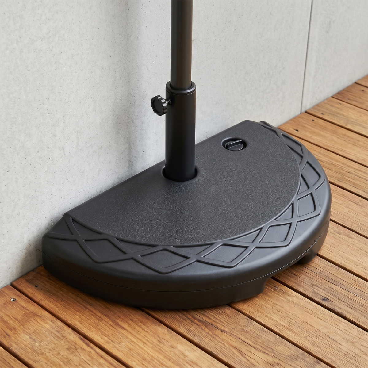 NP13427 Half Round Patio Umbrella Base 44 lbs Water & Sand Fillable - Black