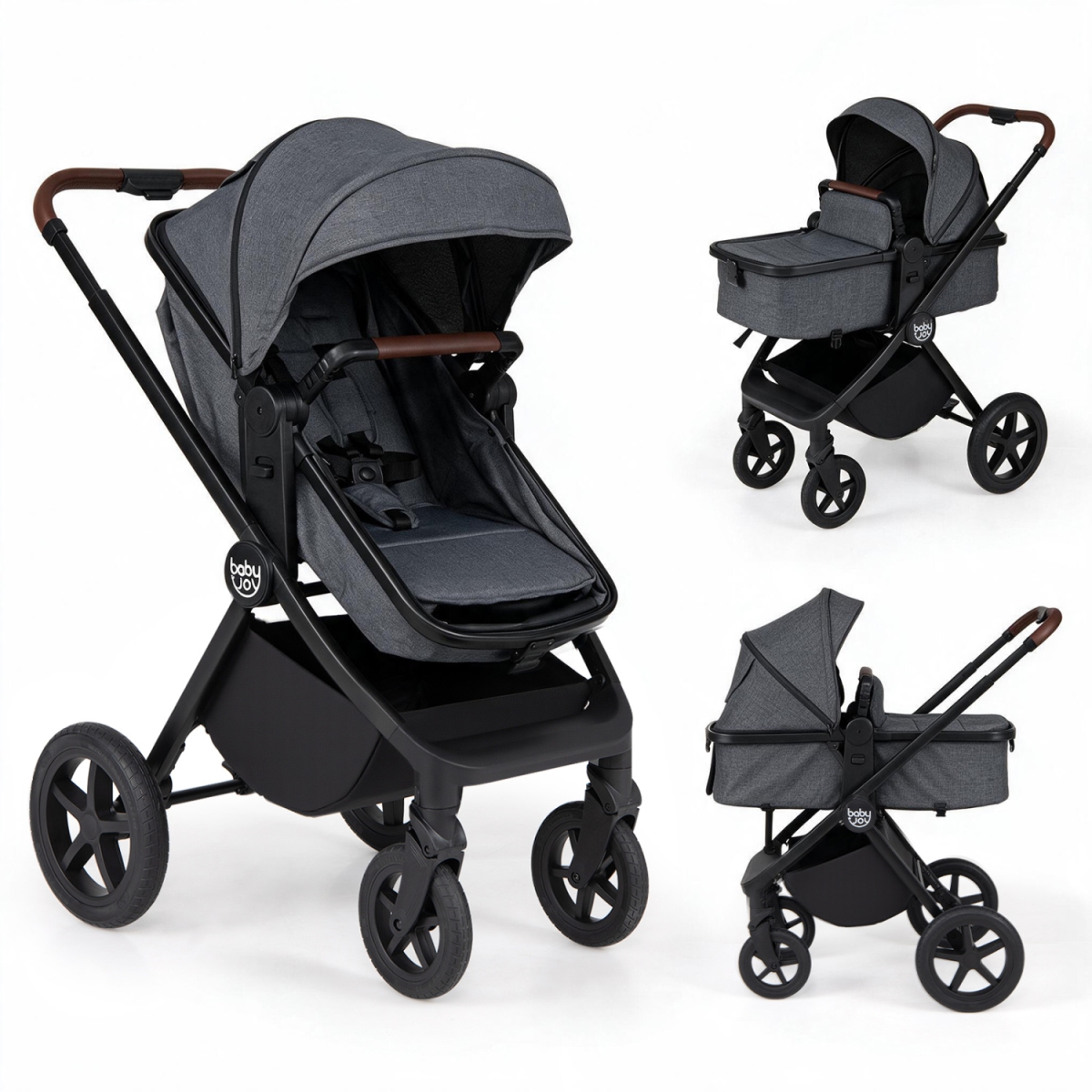 BC10361HS 3-in-1 Convertible High Landscape Bassinet Stroller with Reversible Seat - Gray