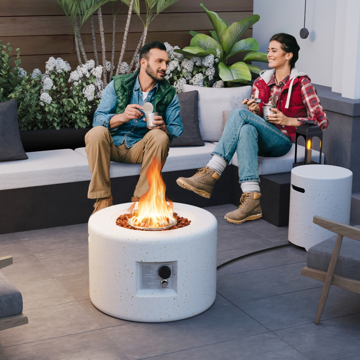 NP12084-NP12086 40000 BTU Fire Pit Table Set with Hideaway Tank Holder