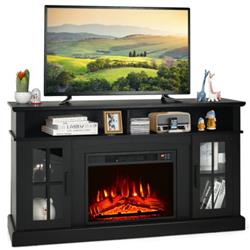 FP10106US-DK Fireplace TV Stand with 1400W Electric Fireplace, Black