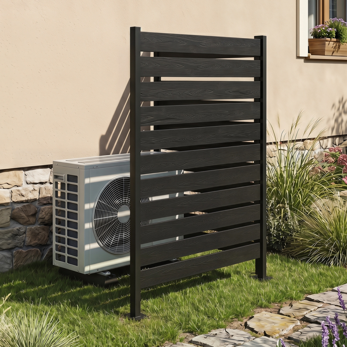 NP13526BK Outdoor Privacy Screen Fence for Backyard Pool Lawn - Black