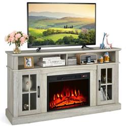 Fireplace TV Stand with 1400W Electric Fireplace, Gray