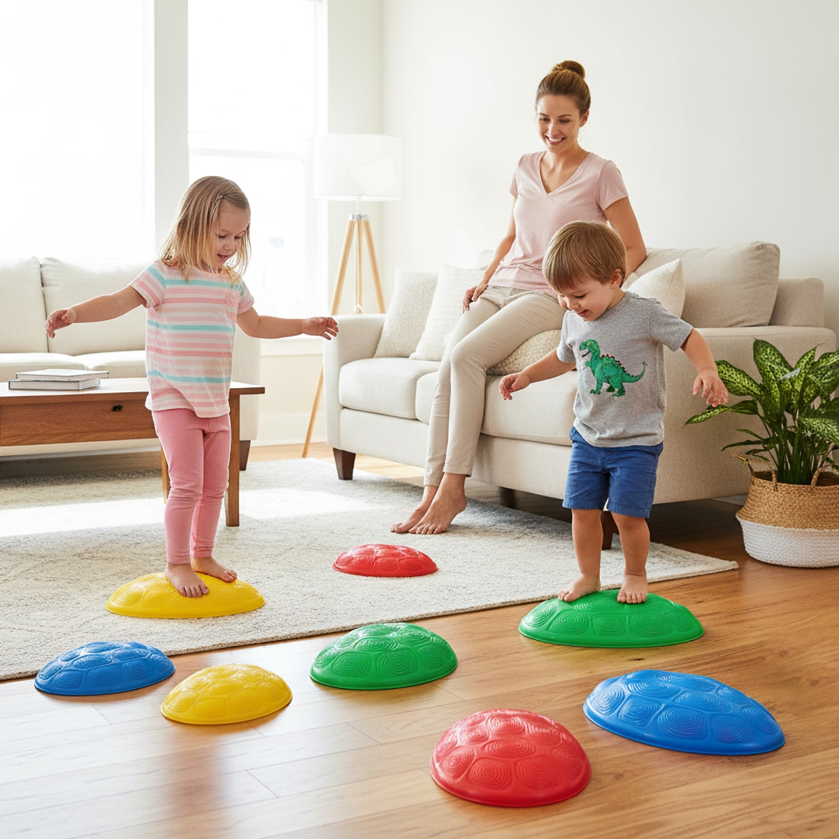 UY10111CS Stepping Stones for Kids Non-Slip Toddler Stepping Stones Balance Sensory Toys - Multi Color - 8 Piece