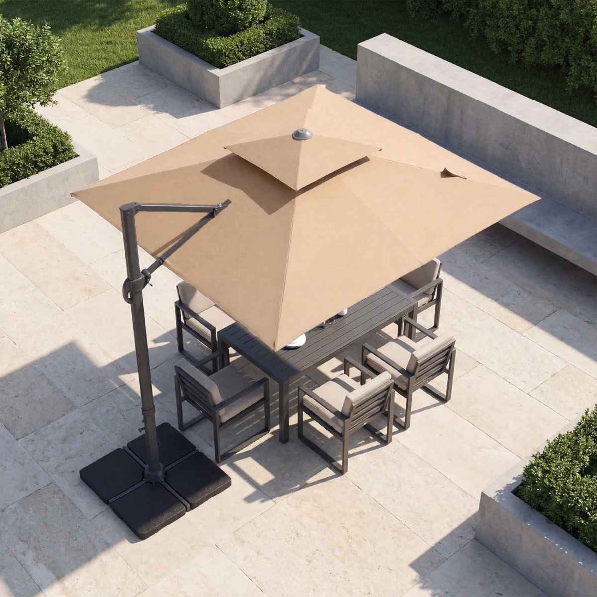 NP13287CF-NP12183 10 ft. Aluminum Pole Patio Cantilever Umbrella with 220 lbs Base - Brown