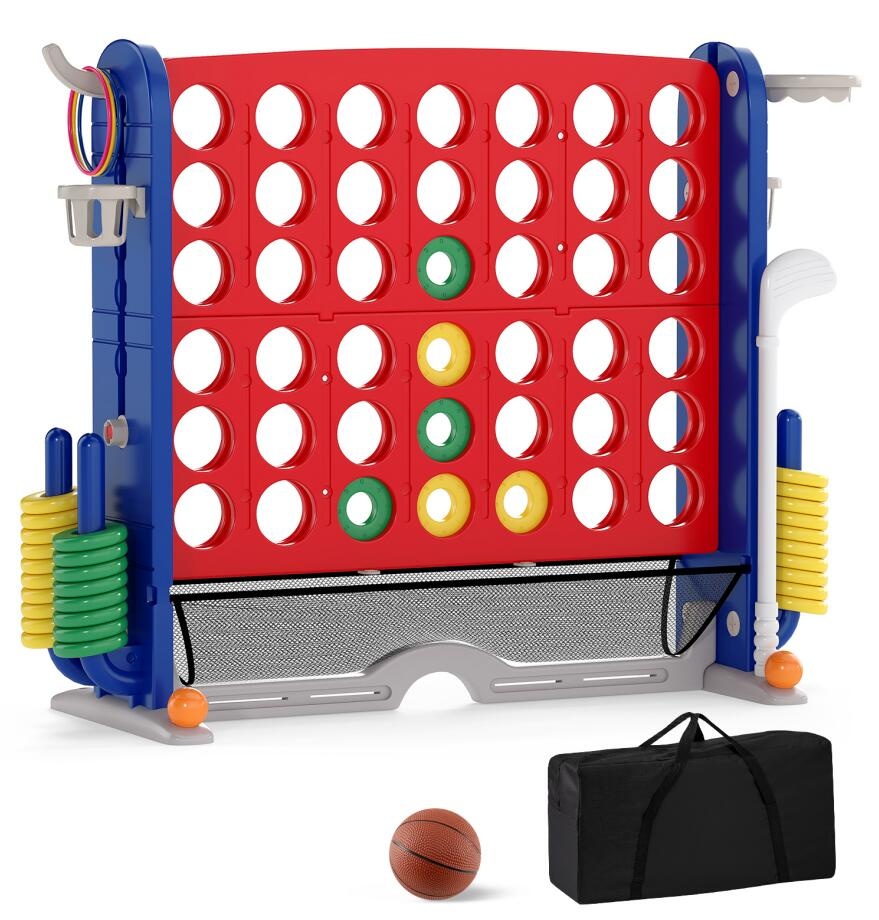 UY10261RE Giant 4-in-A-Row Game Set Jumbo 4-to-Score Game with Storage Bag - Red