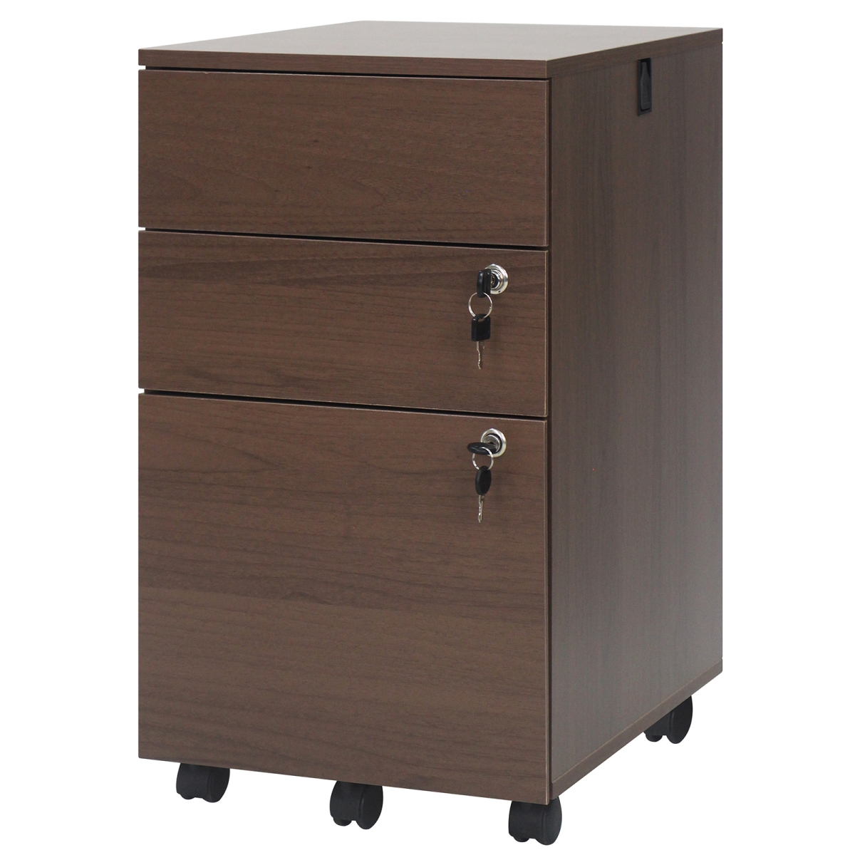 JZ10510CF 3-Drawer File Cabinet Rolling File Organizer with Lock 4 Keys for Letter Legal A4 - Brown