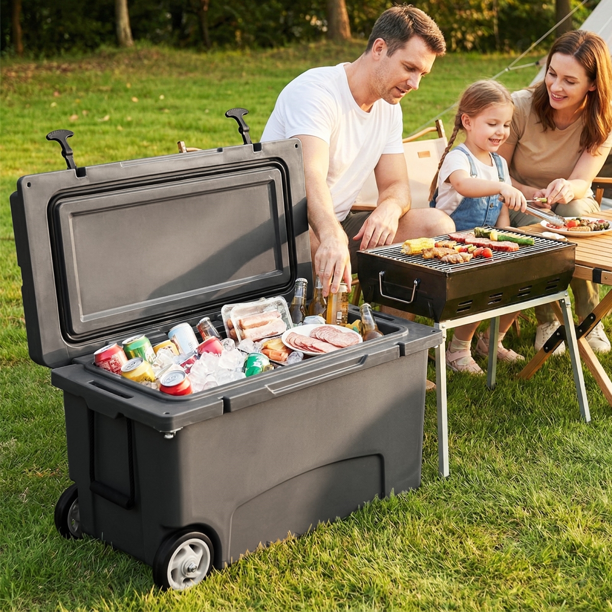 NP12849GR 75 qt. Portable Hard Cooler with 6-Day Ice Retention & Wheels - Gray