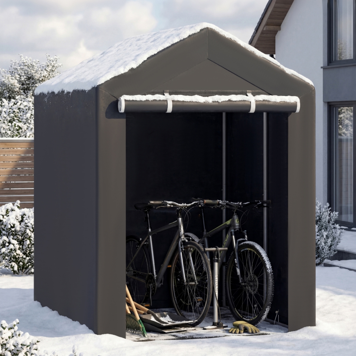 NP12881GR-M Heavy-Duty Portable Storage Shed with Roll-Up Zipper Door - Medium