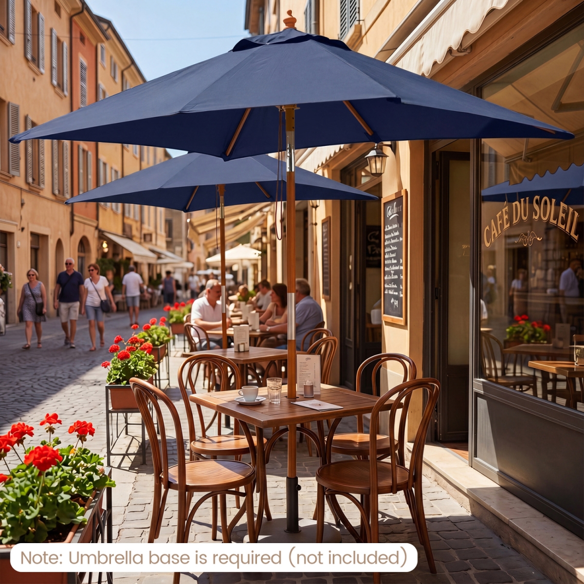 NP13299NY 7 ft. Outdoor Rectangular Patio Umbrella with 3 Adjustable Heights - Navy