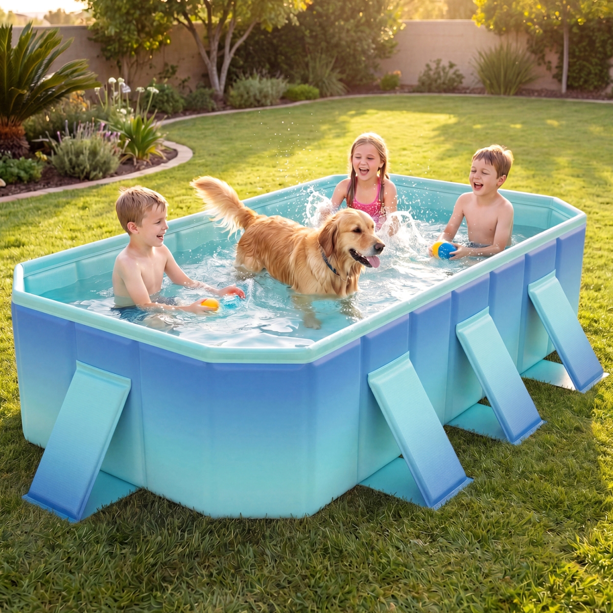 NP13380JB Non-Inflatable Portable Around Ground Swimming Pool with 8 Support Panels - Gradient