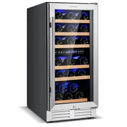 FP10125US-SL 30-Bottle Freestanding Wine Cooler with Temp Memory & Dual Zones, Silver