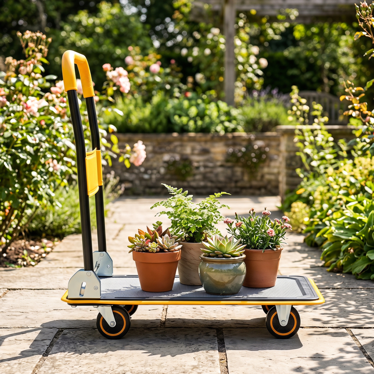 TH10140OR Heavy Duty Foldable Push Cart Dolly with 560 lbs Weight Capacity - Yellow