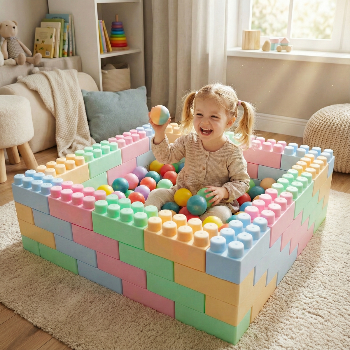 TU10007 Building Blocks for Toddlers Educational Toy - Multi Color - 64 Piece