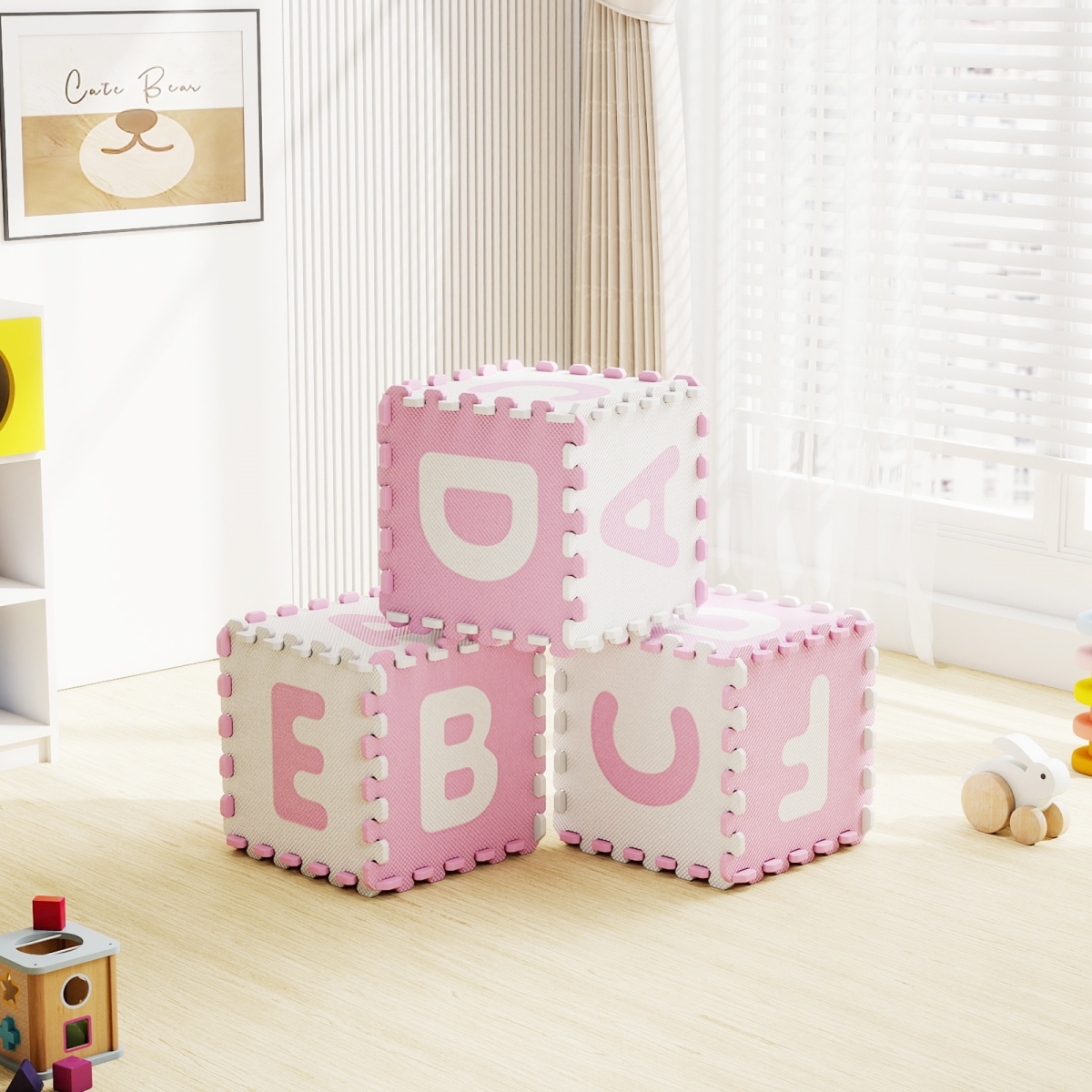 TY363396PI Interlocking ABC Play Mats with Detachable Letters - Pink - 26 Piece