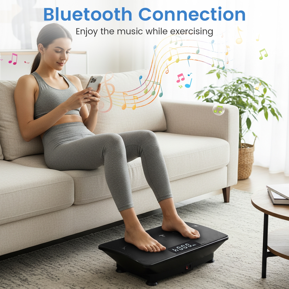 SP38578US-DK Vibration Plate Exercise Machine with Gravity Sensor for Home - Black