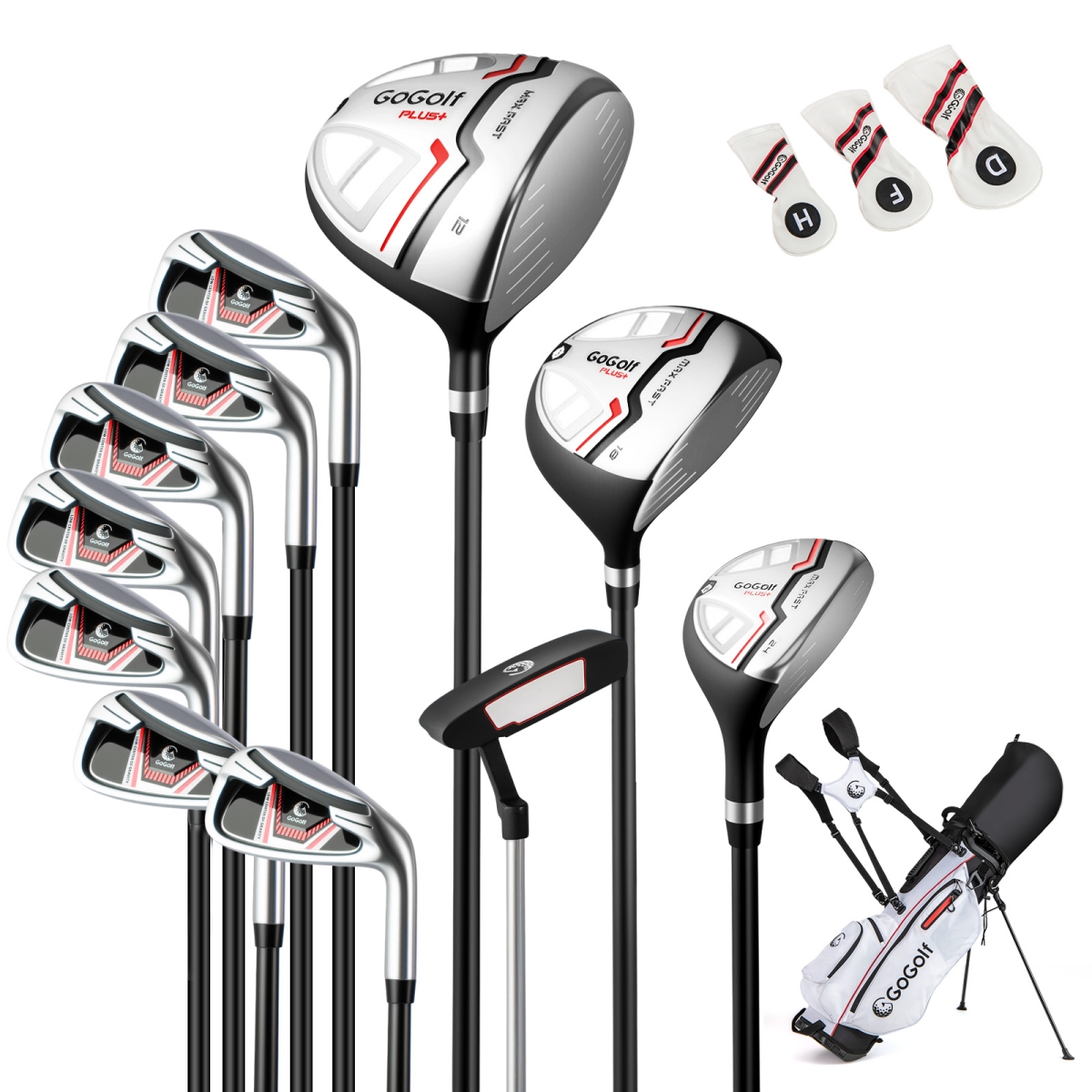 SP38659RE Womens Complete Golf Clubs & Bag Set with Headcovers & Putter - Red