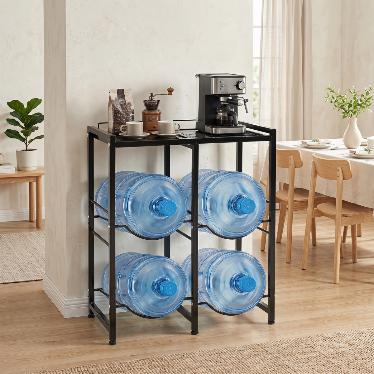 TD10068BK 5 gal Water Jug Holder for 4 Bottles - Black