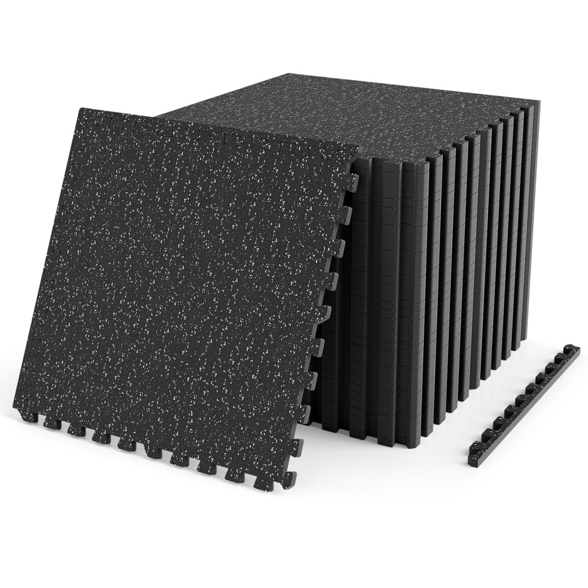 2-HZ10643GR-18 0.39 in. Thick Rubber Top Exercise Mat 140 Sq. ft. with Borders - Gray - 2 Piece