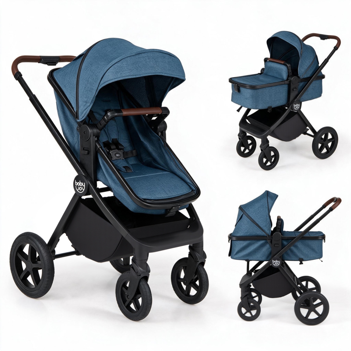 BC10361GN 3-in-1 Convertible High Landscape Bassinet Stroller with Reversible Seat - Blue