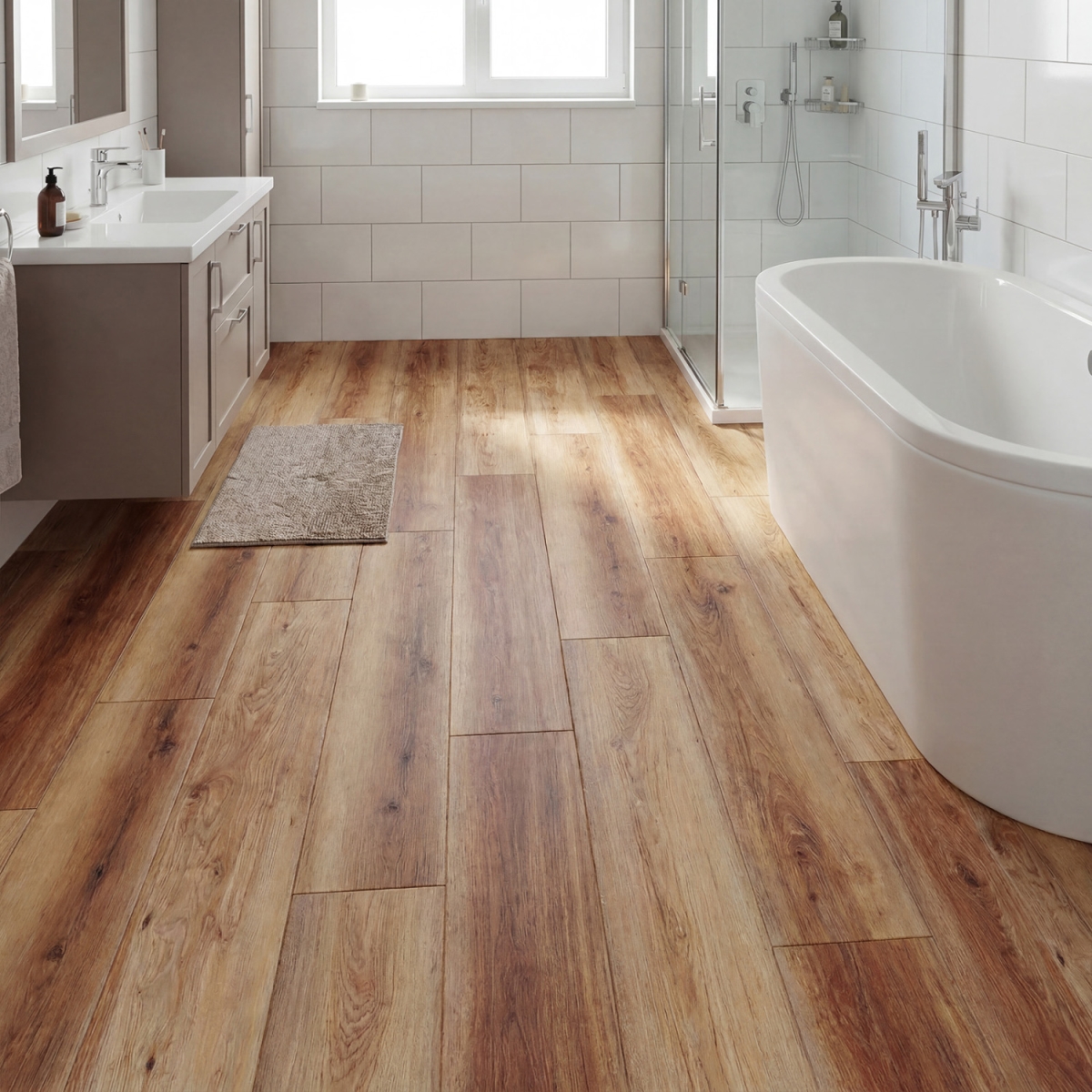 GX10010BN Waterproof Vinyl Plank Flooring Tile Mat - Brown