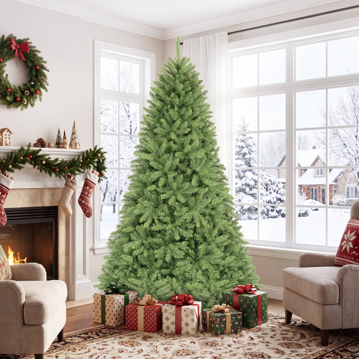 CM25853GN-M 6.5 ft. Artificial Christmas Tree with Easy-Setup Hinges