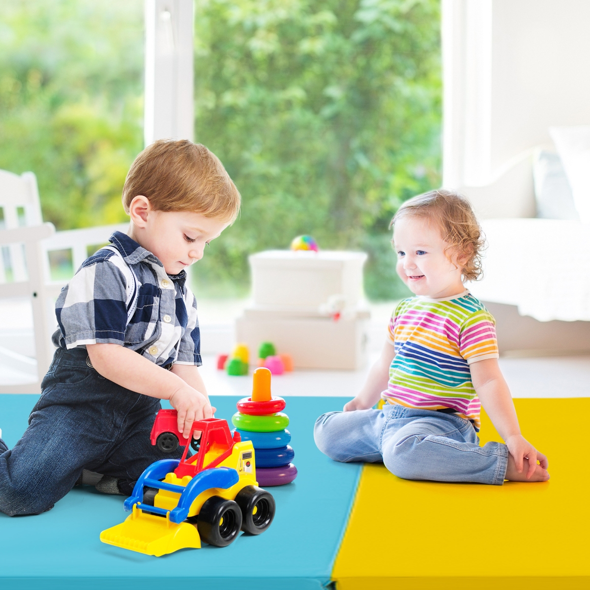 FH10163CS 5-Panel Folding Gymnastics Mat for Kids - Red