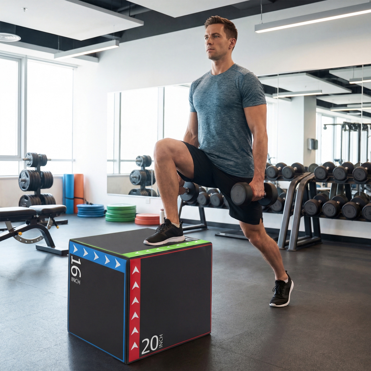 FH10211-24 3-in-1 Plyometric Box 16 x 20 x 24 in. Soft Plyo Jump Box