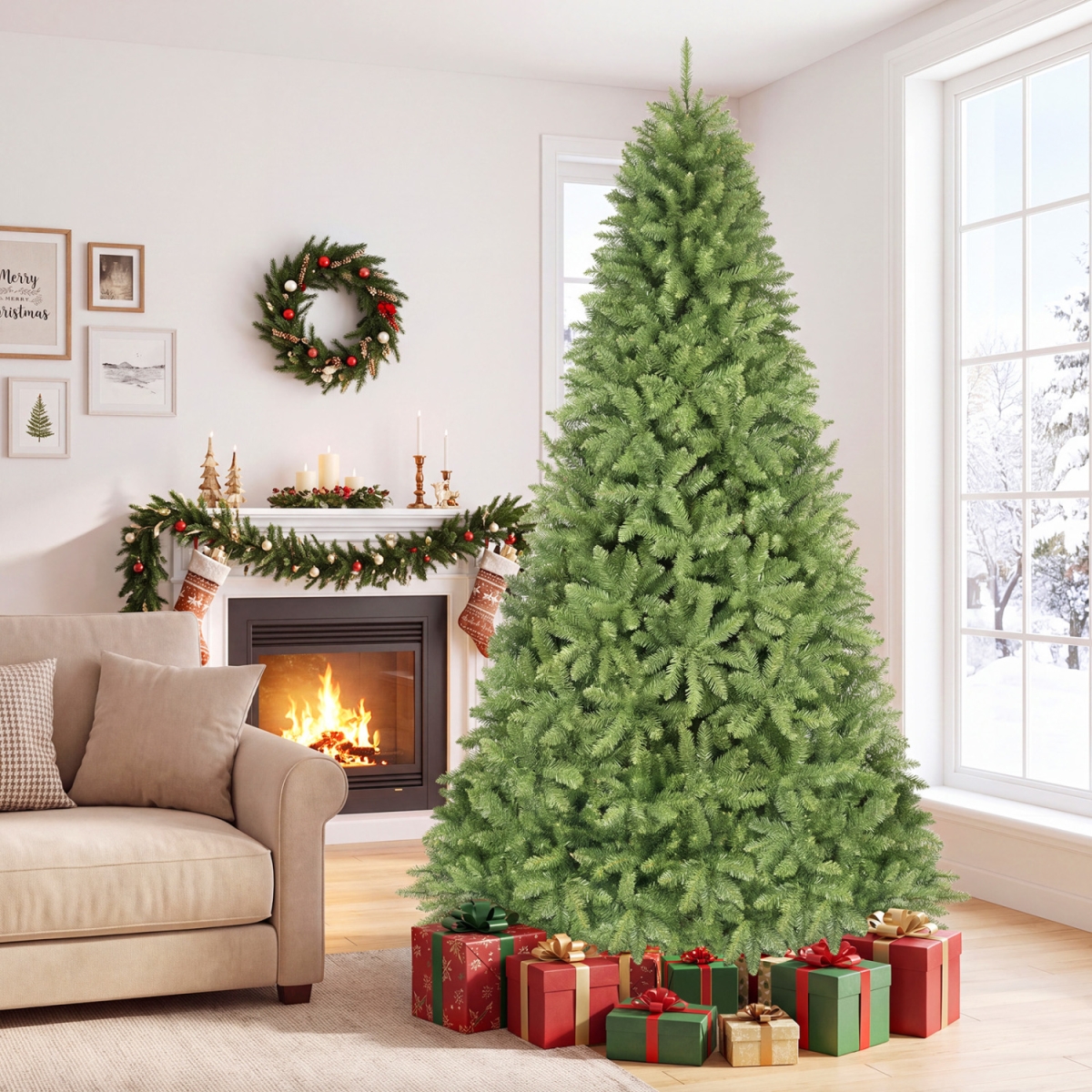 CM25853GN-L 7.5 ft. Artificial Christmas Tree with Easy-Setup Hinges