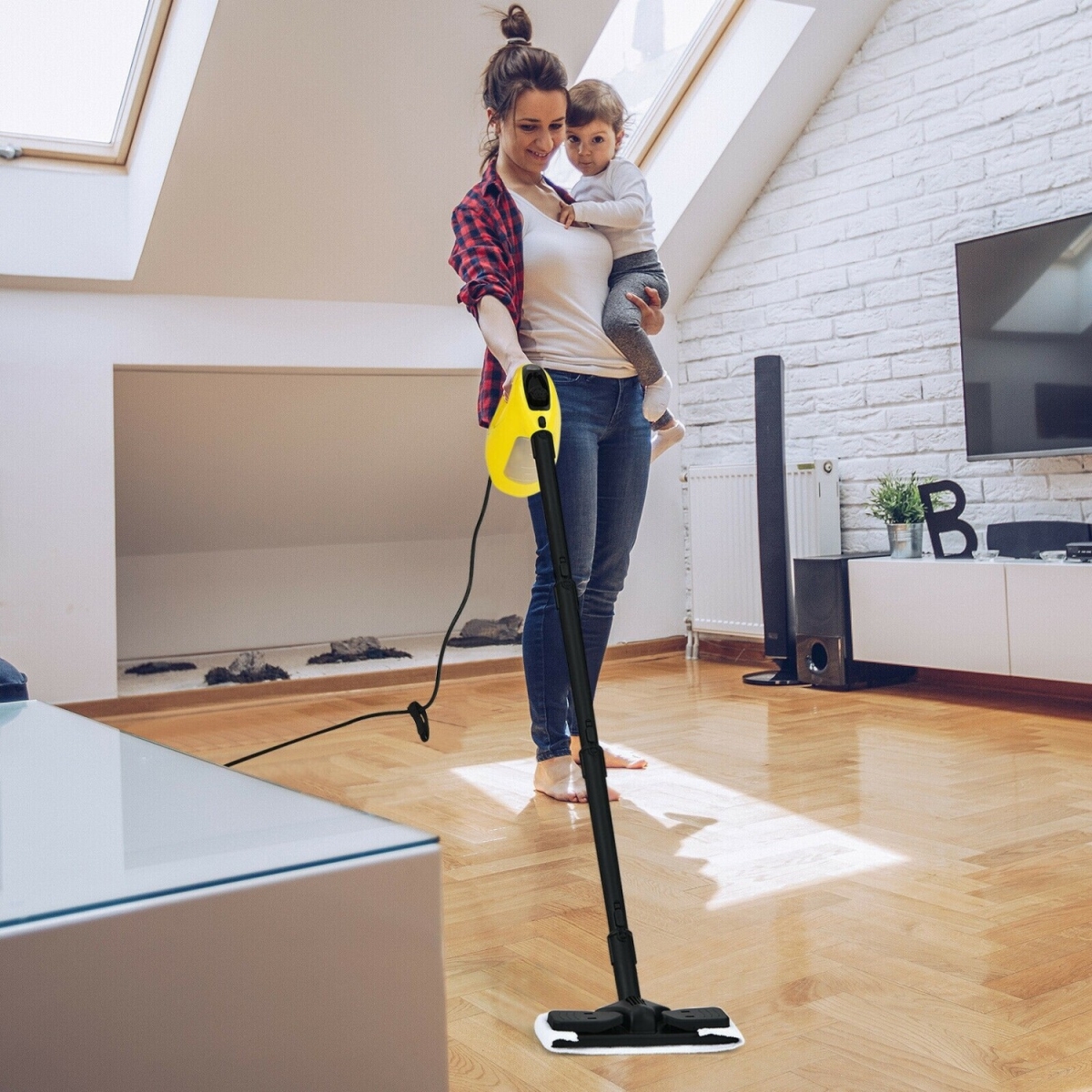ES10287US-YW 1400W Handheld Steam Cleaner with 14 Piece Accessory Kit & Child Lock - Yellow
