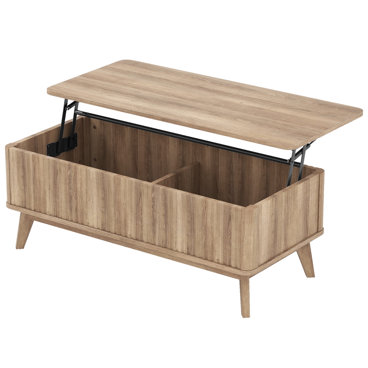 HV10900BN 43.5 in. Rectangle Wooden Fluted Lift Top Coffee Table - Walnut