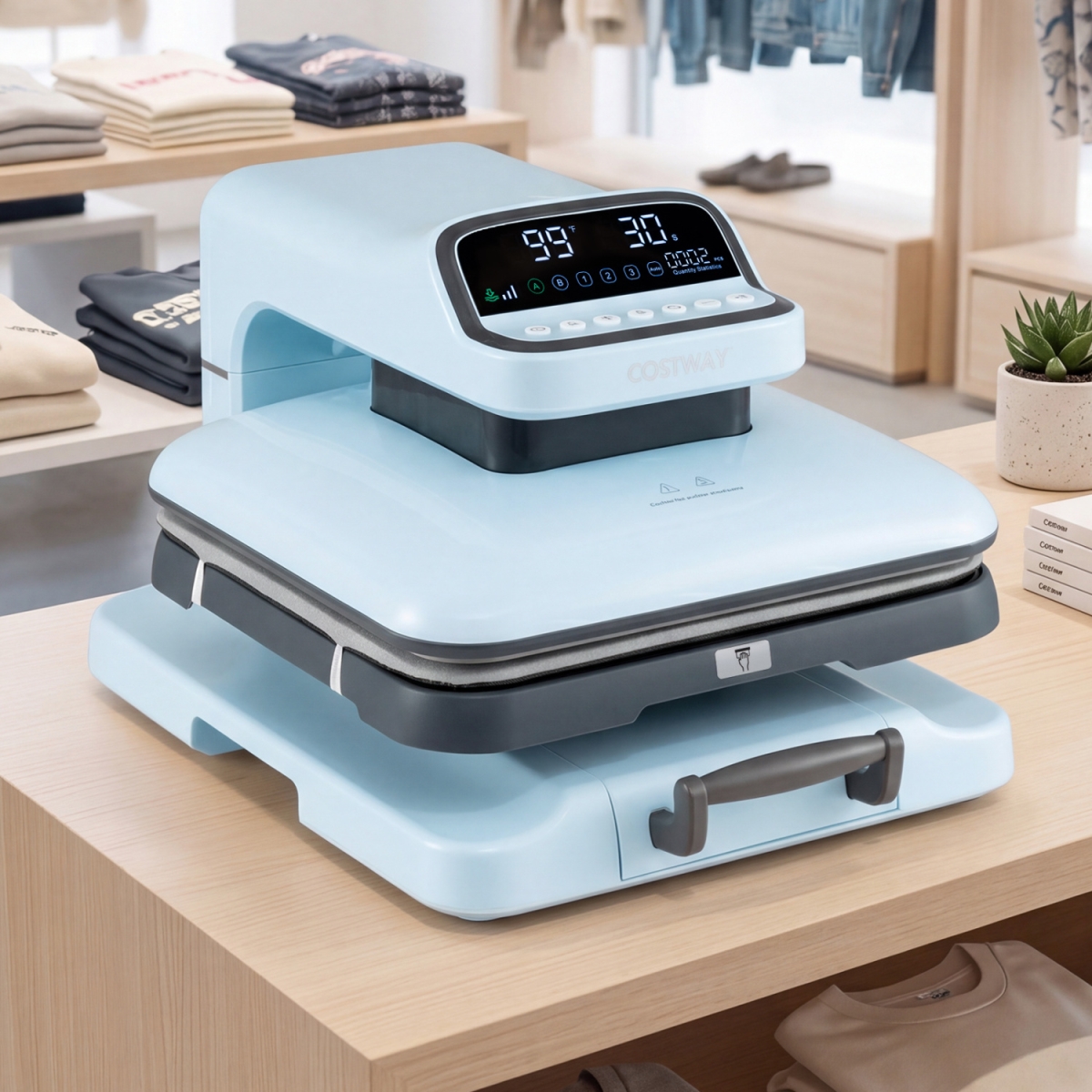 ES10701US-BL Heat Press Machine with Auto Release for T-Shirts - Blue
