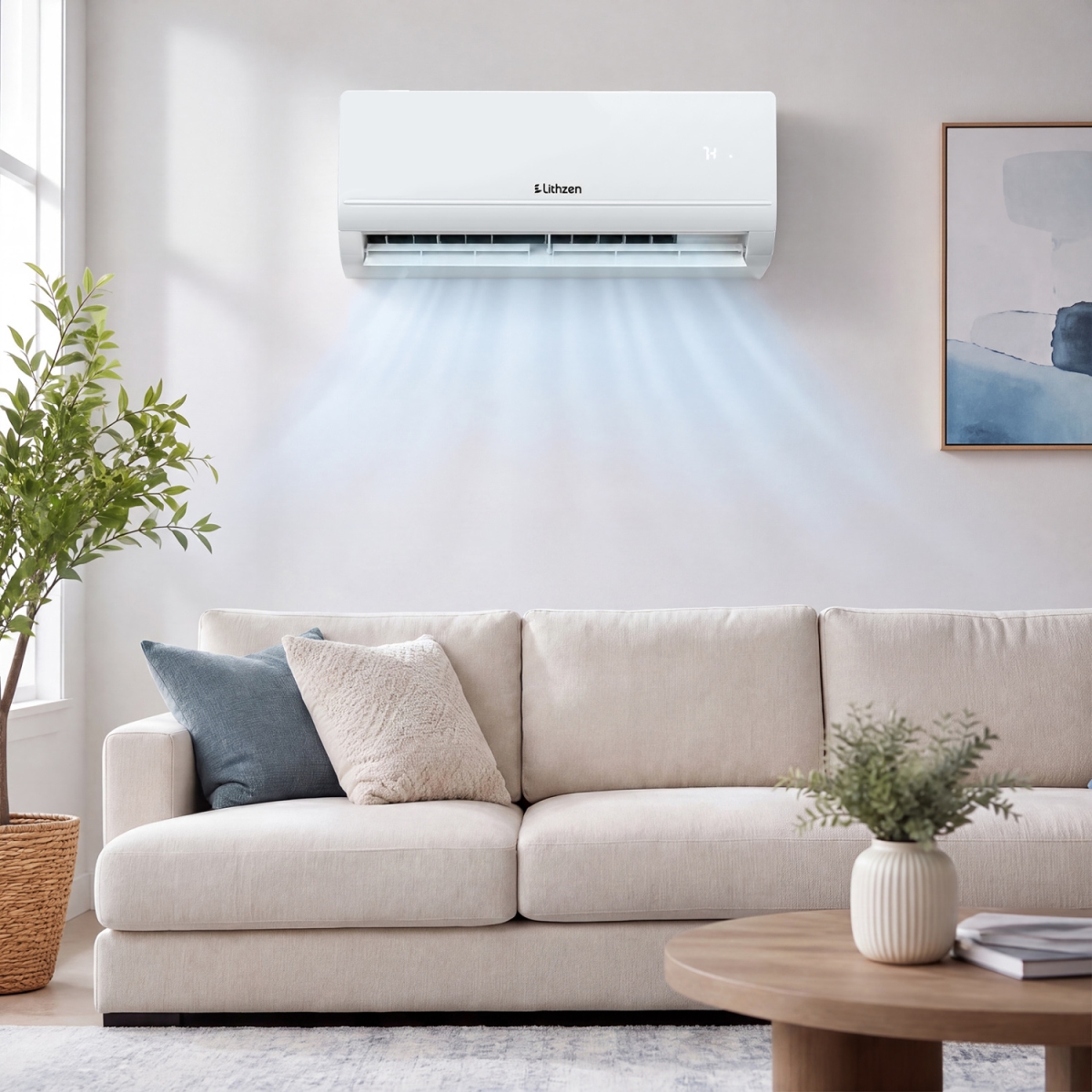 FP11274US12K-WH- Lithzen 12000 BTU 208-230V 17 SEER2 Mini Split Air Conditioner & Heater Wi-Fi Enabled - White