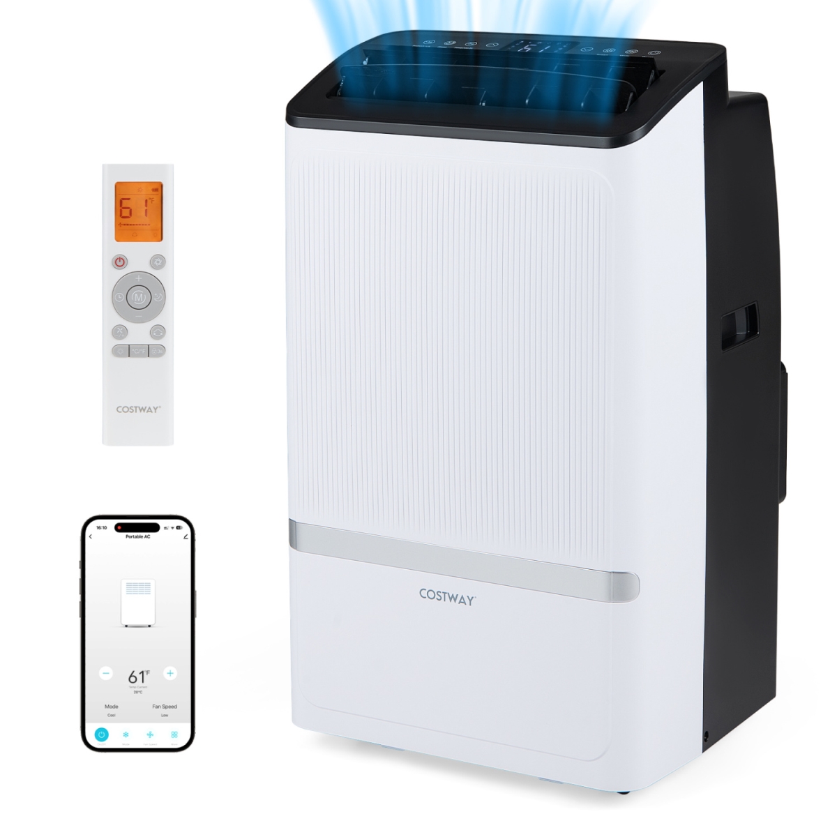 FP11191US-BK 14000 BTU Wi-Fi Enabled Portable Air Conditioner with Dehumidifier & 24H Timer - Black