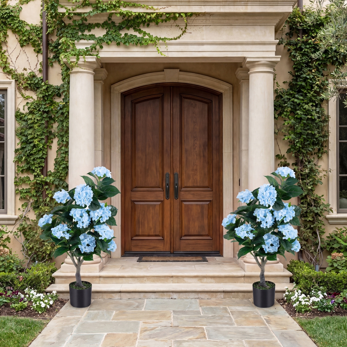 HZ10500BL-2 43.5 in. Artificial Hydrangea Tree - Blue - Pack of 2