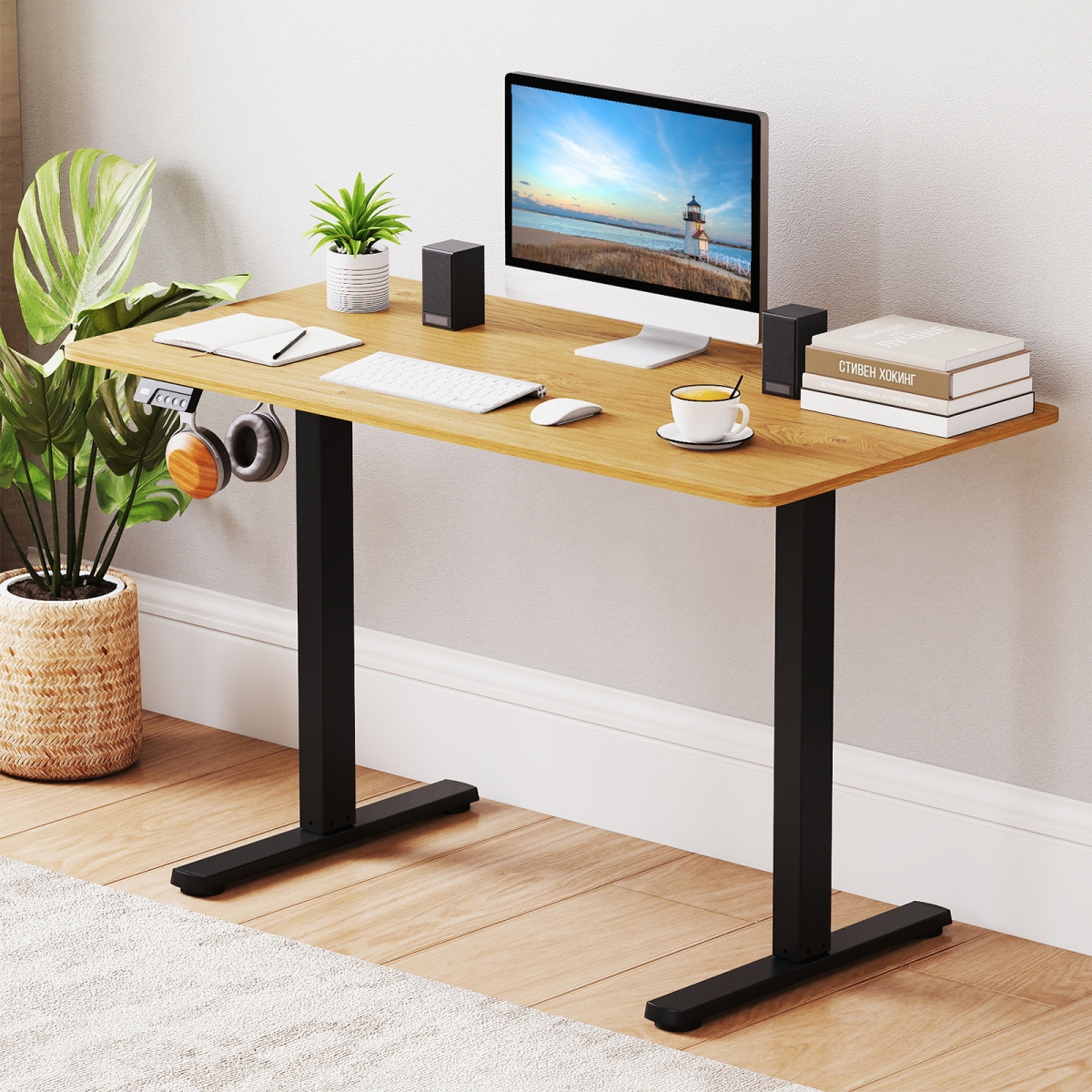 JV13244US-DK Electric Standing Desk Frame Height Adjustable Computer Desk Base with LED Display - Black