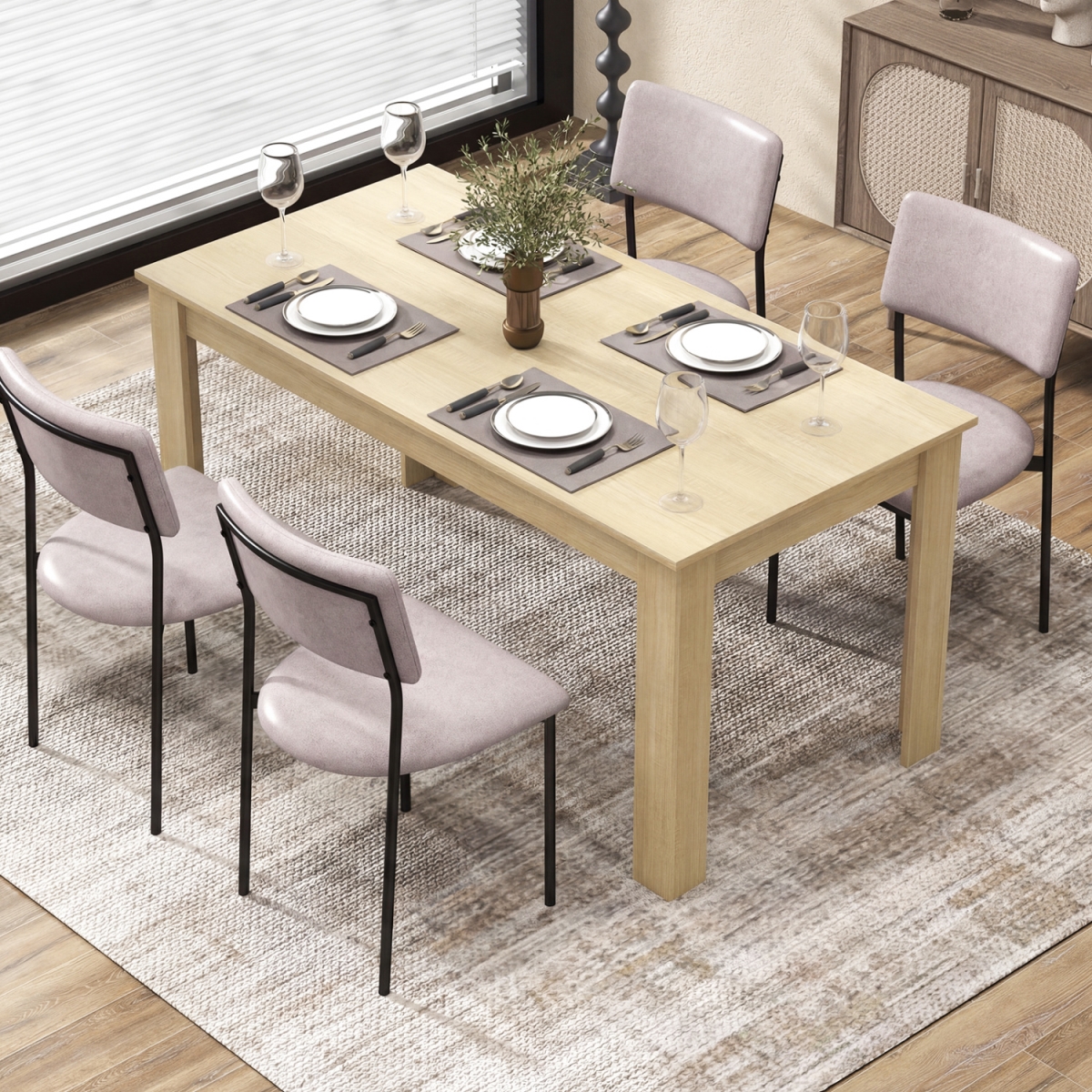 KC57825DO 63 in. Rectangular Modern Dining Kitchen Table - Oak