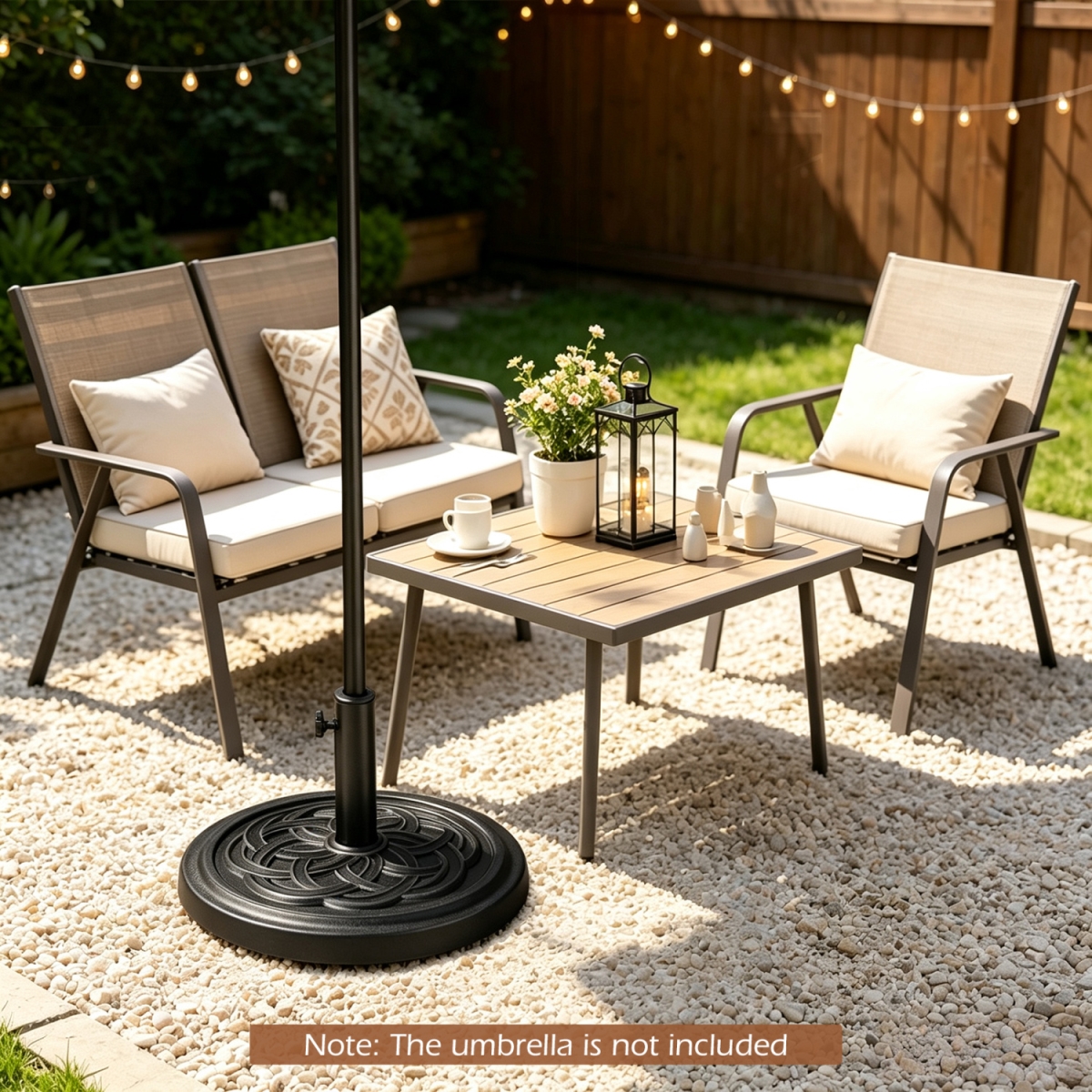 NP13971DK 24 lbs Weighted Round Umbrella Base with Adjustable Knob & 2 Adapters Fit 1.5 & 1.9 in. Poles - Black