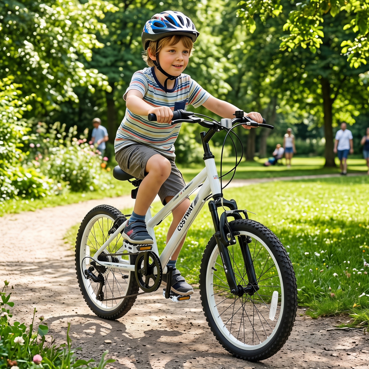 SP38891WH-20 20 in. Kids Mountain Bike with Adjustable Seat - White
