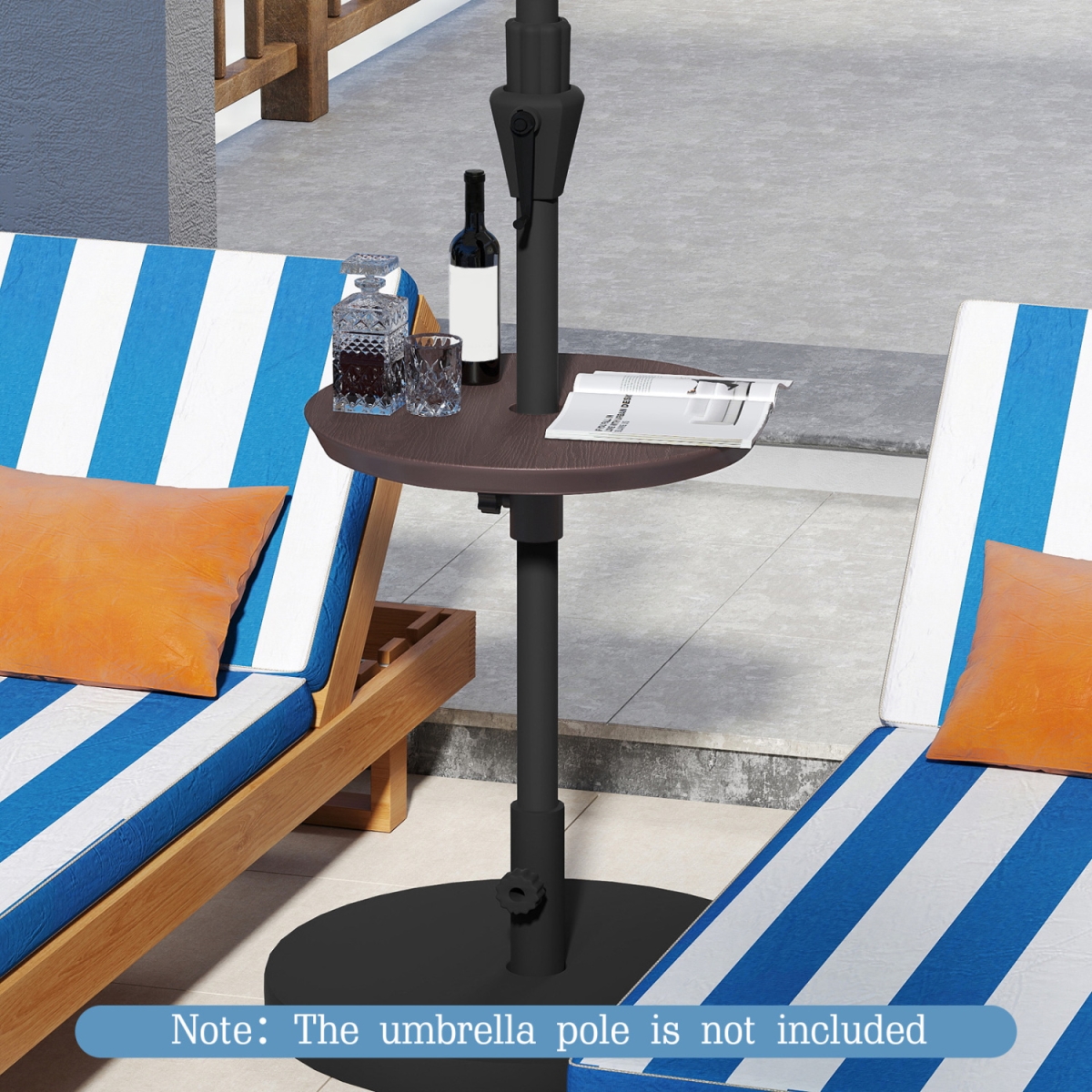 NP12727CF 20 in. Outdoor Adjustable Umbrella Table for 2 Sizes Patio Umbrella Pole - Coffee