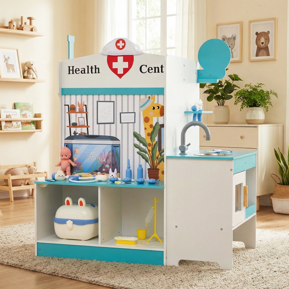 TP10427BL Kids Doctor Play Set with Adjustable Height Bar - Blue